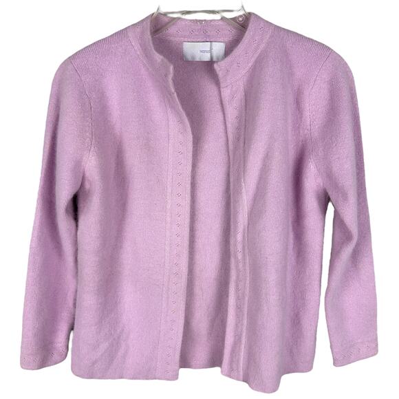 Vintage 80s Angora Blend Lavender Purple Long Sleeve Open Front Cardigan S - Picture 1 of 5